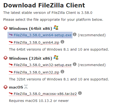 FileZilla ダウンロード