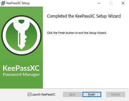 KeePassXCのインストール：インストール完了