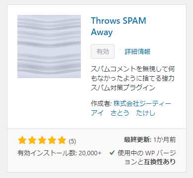 Throws SPAM Awayプラグイン